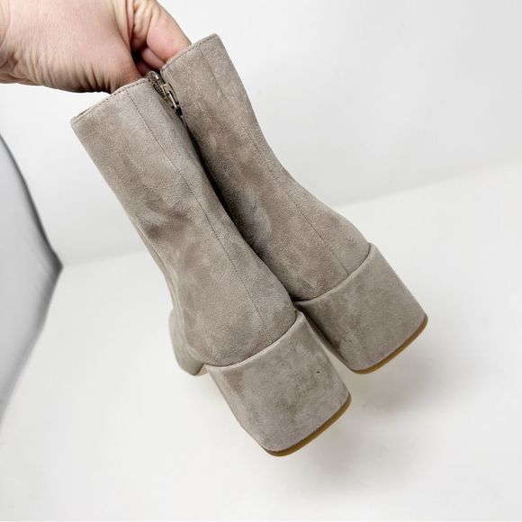 Vince Grey Suede Block Heel Booties Size 11 - Picture 4 of 7
